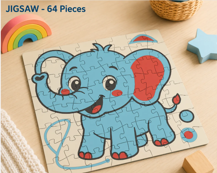 Jigsaw Puzzle - 64 Pieces - Elephant, Standard